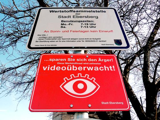 Zahlreiche Falschentsorgungen zwangen die Verwaltung zum Handeln. Seit Beginn der Videoüberwachung gehts »sauberer« zu.	Foto: Stadt Ebersberg