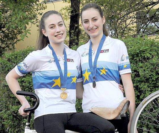 Lea Andexlinger und Pia Seidel holten sich den Europameistertitel im 2er Kunstradfahren.	Foto: VA