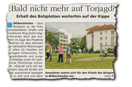 Die Anwohner wollen den Bolzplatz (wie am 15. Juni in der Nord-Rundschau berichtet) unbedingt erhalten. 	Foto: Archiv