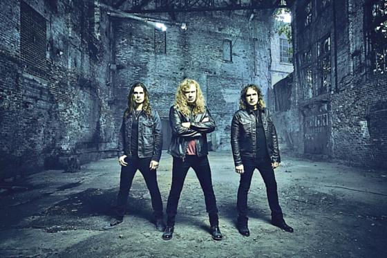 Trash-Metaller müssen grimmig blicken: Mustain (Mitte), Loureiro (li.) und Ellefson 	Foto: Megadeth