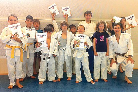 Urkunden für die jungen Judokas: 30 Kinder stellten sich den sportlichen Herausforderungen.	Foto: VA