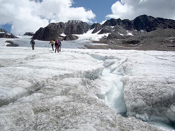 Ein mittlere Gletscherzunge am Vernagtferner im österreichischen Ötztal.	Foto: BAdW