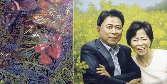 Zwei sehr unterschiedliche Porträts haben Igor Prokop aus Ungarn (links) und Yoo Choong Yeul aus Südkorea angefertigt. Insgesamt zeigt die Ausstellung 32 Kunstschaffende aus 17 Ländern.	Fotos: VA