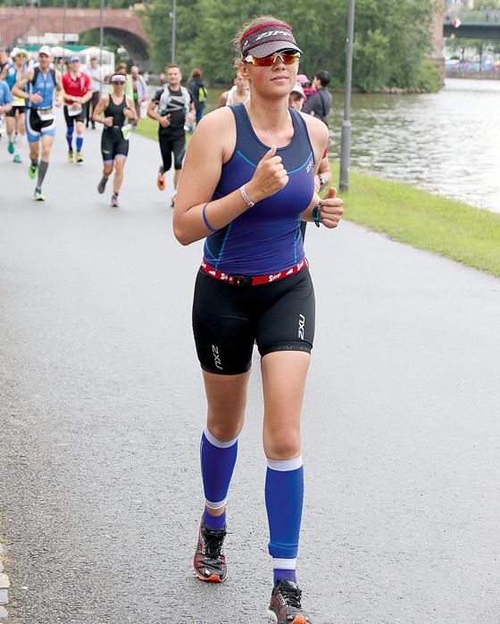 Stephanie Huber auf der Marathon-Stecke.	Foto: privat