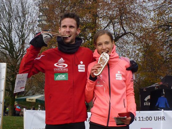 Hanna Klein und Marcel Fehr von der SG Schorndorf waren bei der diesjährigen Auflage des Olympia-Alm-Cross nicht zu schlagen.	Foto: Lohr