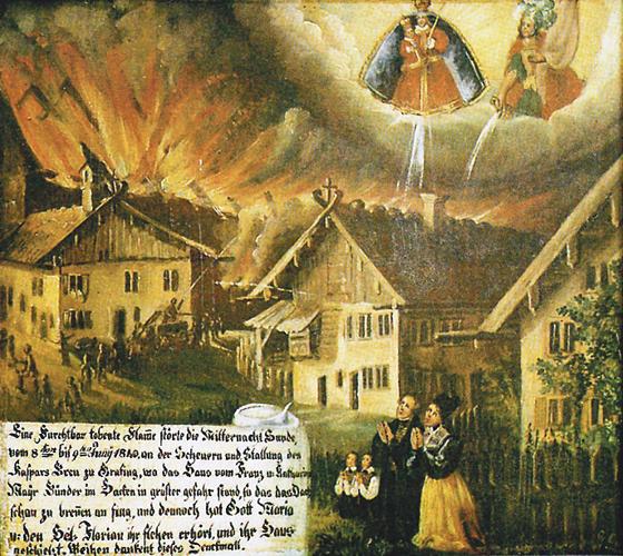 Brand beim Grafinger Kasperlbräu 1840.	 Foto: Archiv der Stadt  Grafing