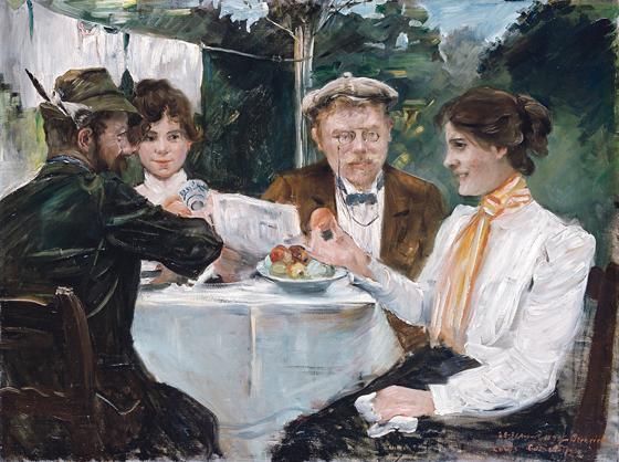 Ein wahres Idyll: »Frühstück in Max Halbes Garten« von Lovis Corinth aus dem Jahr 1899 – bildschön!	Foto: VA