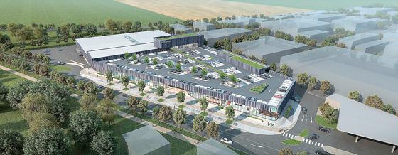 Das neue Isar-Center vergrößert sich erheblich; die Parkplätze wandern auf das Dach.	 	Visualisierungen: ATP Architekten