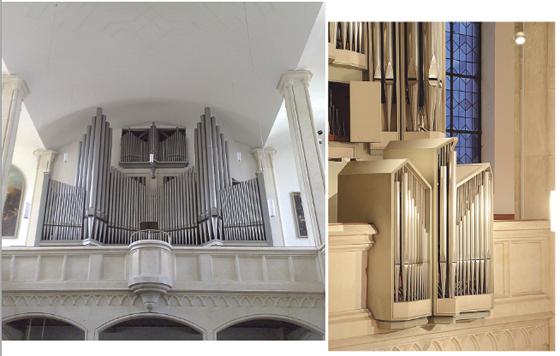 Beide Orgeln sind im Einsatz  die Steinmeyer-Orgel (oben) ebenso wie die Ott-Orgel.	Fotos: Rainer Schulz, St. Markus