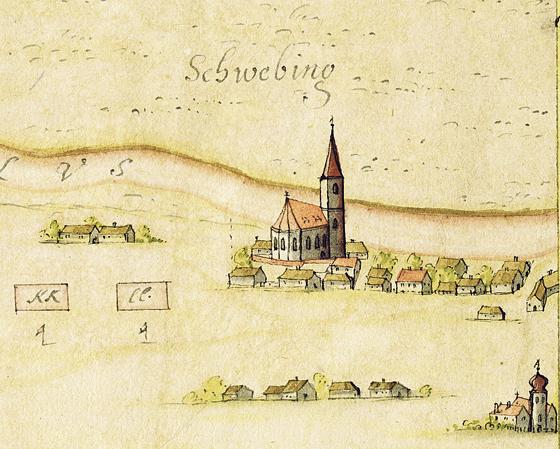 Als Schwabing noch »Schwebing« hieß, hat es wohl nie so ausgesehen wie auf dieser historischen Karte aus dem Jahr 1682.	Bild: Bayerisches Hauptstaatsarchiv