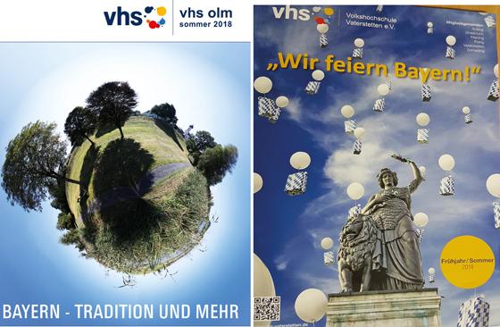 Bayern als Schwerpunkt  das zeigen auch die Titelbilder der neuen Programmhefte von vhs olm (links) und vhs Vaterstetten.	Fotos: vhs olm, Ulrich Steger/Fotoclub Vaterstetten