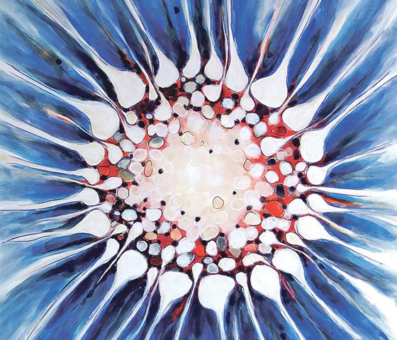 Martina Pruscher zeigt Acryl- und Aquarellbilder aus ihrer aktuellen Werkserie »Zellen«.	Foto: VA