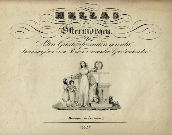 Abgebildet auf dem Titel des Chorblattes ist die personifizierte Barmherzigkeit, die ihre rechte Hand über die beiden Knaben hält. Bildquelle: König-Otto-Museum