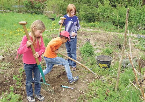 Im Gemeinschaftsgarten des ÖBZ dürfen Kinder graben, pflanzen und Beete ebnen.	Foto: Jasmin Mena Sauterel