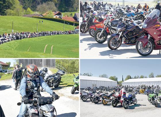 Immer am letzten Aprilwochenende werden im Ebersberger Ortsteil Halbing Motorradfahrer und ihre Maschinen gesegnet.	Fotos: VA