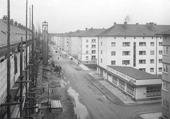 Baustelle der Siedlung Neuhausen um 1930.	Foto: GEWOFAG