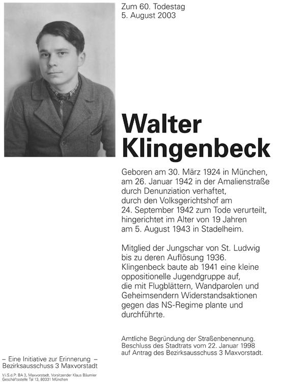 Die Neufassung der Klingenbeck-Tafel von 2003.	Foto: VA