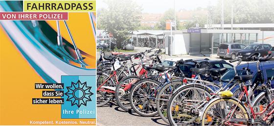 Mit der kostenfreien Fahrradpass-App der Polizei kann man sein Fahrrad problemlos registrieren lassen. Auch diesen Sommer waren abgestellte Fahrräder an Bahnhöfen  wie hier (Fo. re.) am Bahnhof in Zorneding  ein beliebtes Ziel von Dieben. F: Polizei/sd