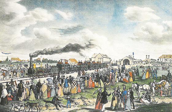 Das Gemälde zeigt die Eröffnung des ersten Münchner Bahnhofs am 1. September 1839.	Foto: VA