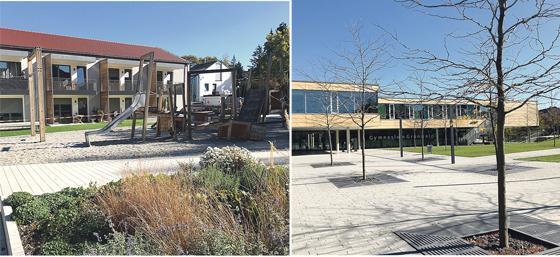 Im Rahmen des Mehrgenerationenhauses wurden auch zudem 56 kommunale Wohnungen errichtet. Foto rechts: Das Grünwalder Gymnasium wurde im vergangenen Jahr für rund 5 Millionen Euro erweitert. Fotos: hw