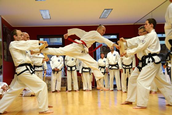 In der Taekwon-Do-Schule von Großmeister Bernet fand die größte Schwarzgurtprüfung der letzten Jahrzehnte in Deutschland statt. Foto: Verein