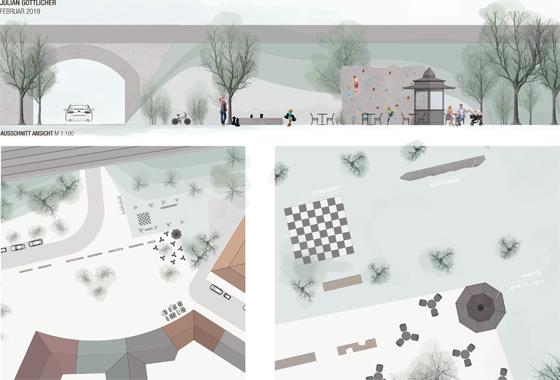 Noch ist das Projekt Gasto-Pavillon am Hans-Mielich-Platz in den Kinderschuhen. Doch erste Konzept- und Planskizzen hat Julian Göttlicher bereits erarbeitet. Foto: Göttlicher