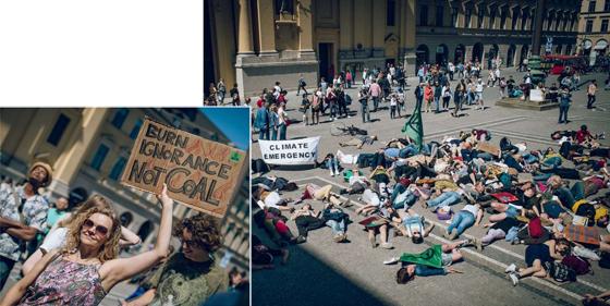 Die-in: Die Demonstranten "sterben" für den Klimaschutz, damit der Mensch die Natur nicht zerstört und die Erde für ihn unbewohnbar macht. Foto: XR