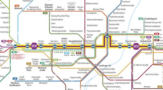 So sieht das S-Bahn-Netz vom 10. Mai spätabends bis 13. Mai frühmorgens aus. Grafik: © MVV