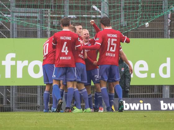 Haching drehte das Spiel sprichwörtlich in der allerletzten Sekunde.	Foto: Christian Riedel