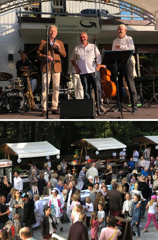 Bürgermeister Jan Neusiedl eröffnete gemeinsam mit Paul Rogall und Adrian Lorenz das Grünwalder Straßenfest "Grünwald leuchtet!". Ein buntes Treiben herrschte beim Grünwalder Straßenfest, das sich großer Beliebtheit erfreut. Fotos: hw