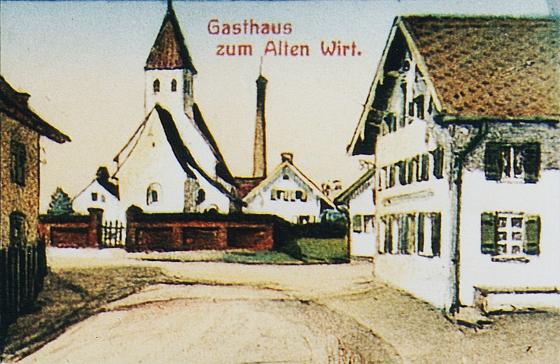 Der Englschalkinger Dorfkern ist im März zu sehen. Rechts steht der Pockmairhof, der spätere Alte Wirt. Foto: privat