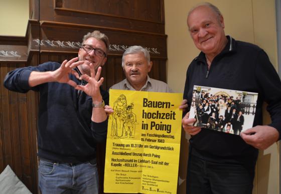 Christian Heuberger, Alois Moser und Reinhard Böhnisch (von links) aus dem Vereinsvorstand fiebern der Poinger Bauernhochzeit 2020 entgegen. Foto: Thomas Schächtl