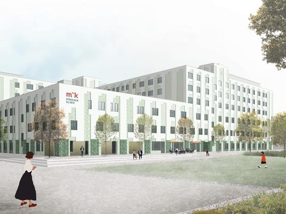 So soll die neue Fassade des Harlachinger Krankenhauses nach Ihrer Fertigstellung aussehen. Die Vorbereitungsarbeiten sollen in diesem Frühjahr beginnen. Foto: Hild K