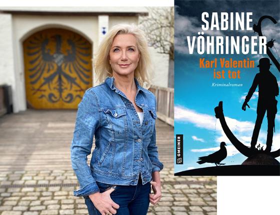 Krimi-Autorin Sabine Vöhringer vor der Grünwalder Burg, neben der Namenspatron ihres neuen Buches während des 2. Weltkrieges eine Weile gewohnt hat. Foto: VA / Privat