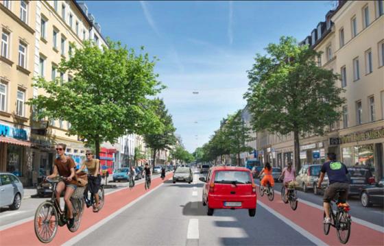 Mit Pop-up-Bike-Lanes will man den Radlern in München an wichtigen Punkten mehr Sicherheit verschaffen. Foto: Green City e.V.