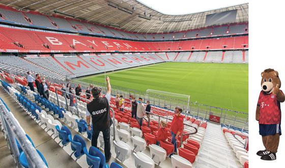 Arena-Blick mit Abstand  aber nicht weniger schön! 	Fotos: Allianz Arena/FC Bayern Museum