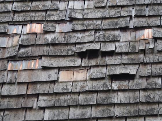 Die Holzschindeln am Westgiebel waren morsch und mussten unbedingt ausgewechselt werden. Foto: Gemeinde