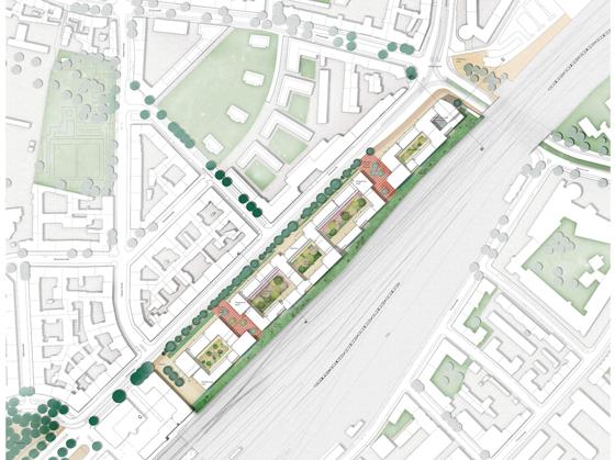 Auf dem Gelände des früheren Güterbahnhofs zwischen Ostbahnhof und Haidenauplatz entsteht ein neues urbanes Gebiet. Grafik: GVG/teleinternetcafe urbanismus