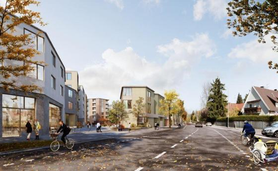 Unter dem Namen "Langes Land" entsteht nahe des S- und U-Bahnhofs Feldmoching ein neues Quartier mit rund 900 Wohnungen sowie ergänzenden sozialen und gewerblichen Nutzungen. Foto: CA Immo