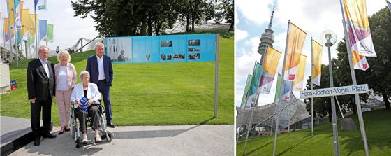 Der Coubertinplatz im Olympiapark heißt jetzt Hans-Jochen Vogel-Platz. Foto: Michael Nagy