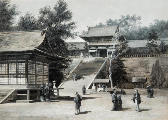Das Werk "Tempel in Kamakura" von Wilhelm Heine (1827–1885). Foto: MFK/Nicolai Kästner