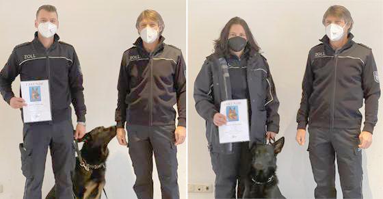 Zollhund Elex und sein Hundeführer Maxim Z. wurden ebenso ausgezeichnet wie (Foto rechts) Zollhündin Litschy mit Hundeführerin Cornelia M. Fotos: Zoll
