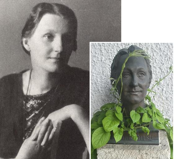 Schriftstellerin Lena Christ wurde am 30. Oktober 1881 auf Zinneberg geboren. Bild rechts: Noch heute ist Lena Christ in ihrer Geburtsgemeinde allgegenwärtig. Fotos: gemeinfrei / Stefan Dohl