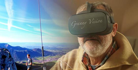 In eine virtuelle Realität eintauchen können Senioren mit speziellen Brillen. Foto: Granny Vision GmbH