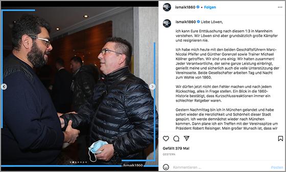 Wiedersehensfreude: Ismaik und Statthalter Stimoniaris. Foto: Screenshot Instagram/ismaik1860