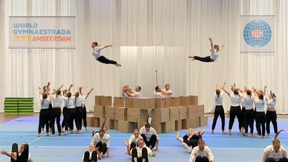 Die Bewegungskünstegruppe Movimento des TSV begeisterte das Publikum mit spektakulären akrobatischen Kunststücken. Foto: Stefan Eberherr