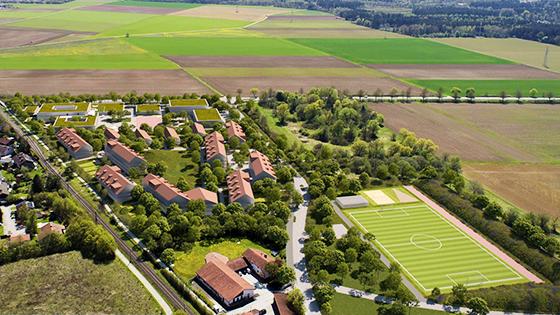 Das Gebiet Hohenbrunn West wird Platz für 260 Wohneinheiten und eine Realschule bieten. Fertiggestellt soll es bis 2027 sein. Foto: DIBAG