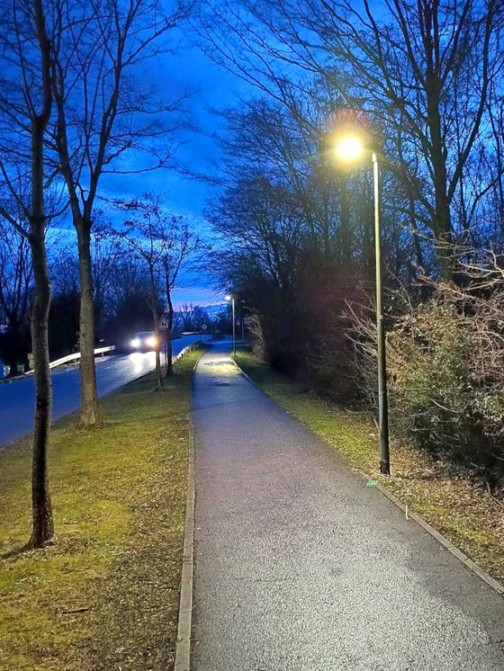 Diese Straßenlampe mit LED-Technik funktioniert und verbreitet kostengünstig ein angenehmes Licht. Foto: Gem. Eching
