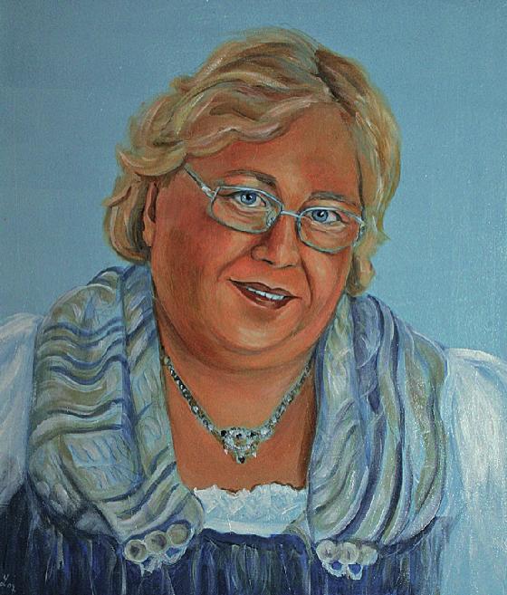 Die Münchnerin und Milbertshofenerin Irene Schlagenhaufer, gemalt von Ursula Leinfelder. 	Bild: VA