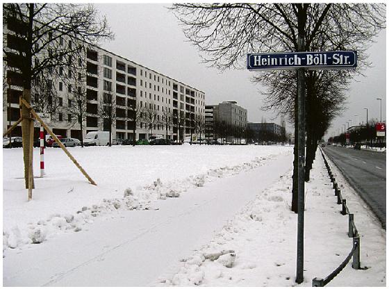 Schnelle und unbürokratische Hilfe für die Messestädter: Jetzt gibts ein Straßenschild für die Heinrich-Böll-Straße.	 Foto: Privat